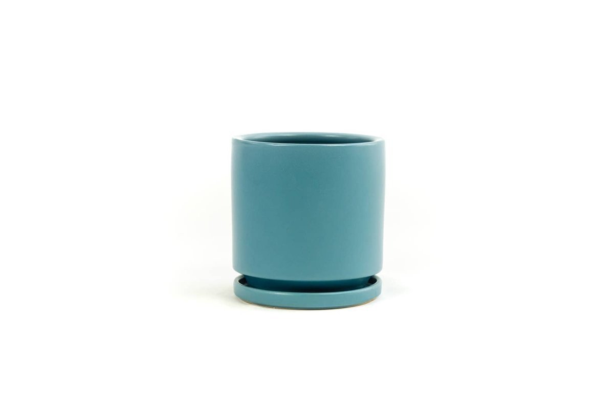  Gemstone Porcelain Planter Pot With Water Saucer 6.25 Inch