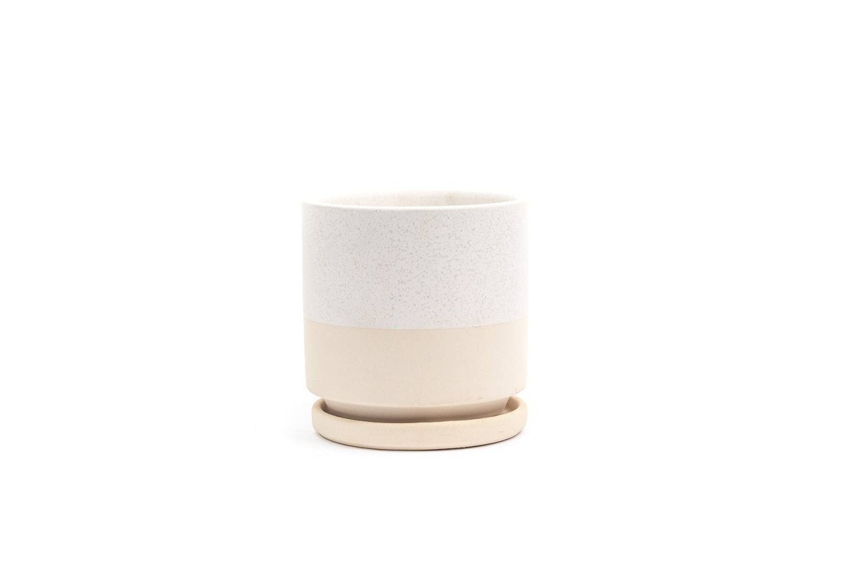  Gemstone Porcelain Planter Pot With Water Saucer 6.25 Inch