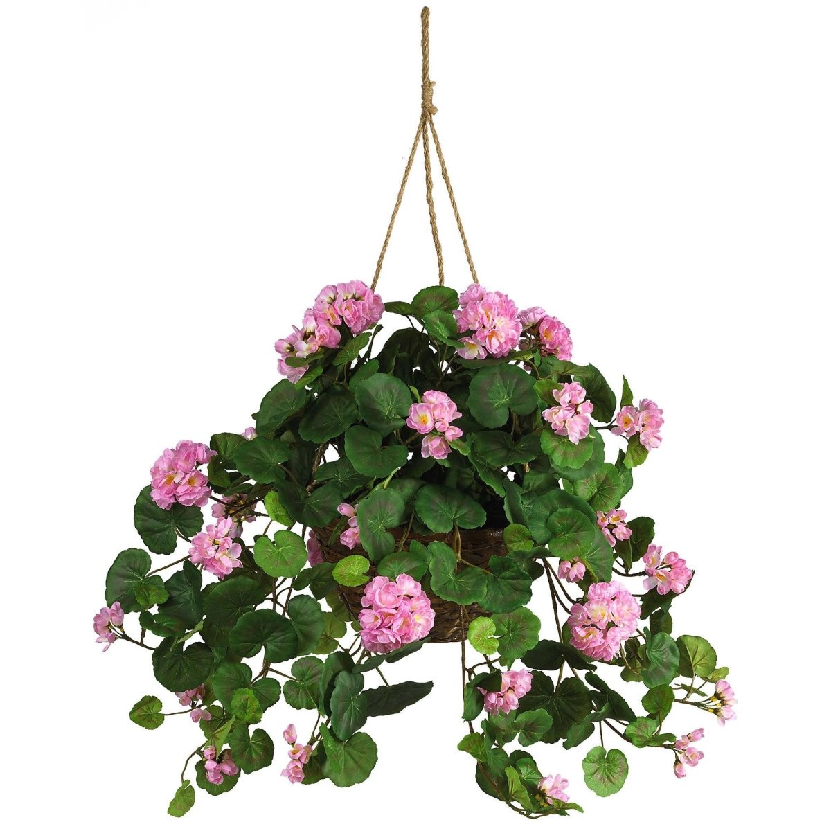  Geranium Hanging Basket – Artificial Silk Plant (Red Or Pink)