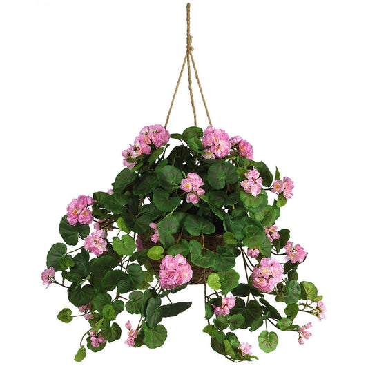  Geranium Hanging Basket – Artificial Silk Plant (Red Or Pink)