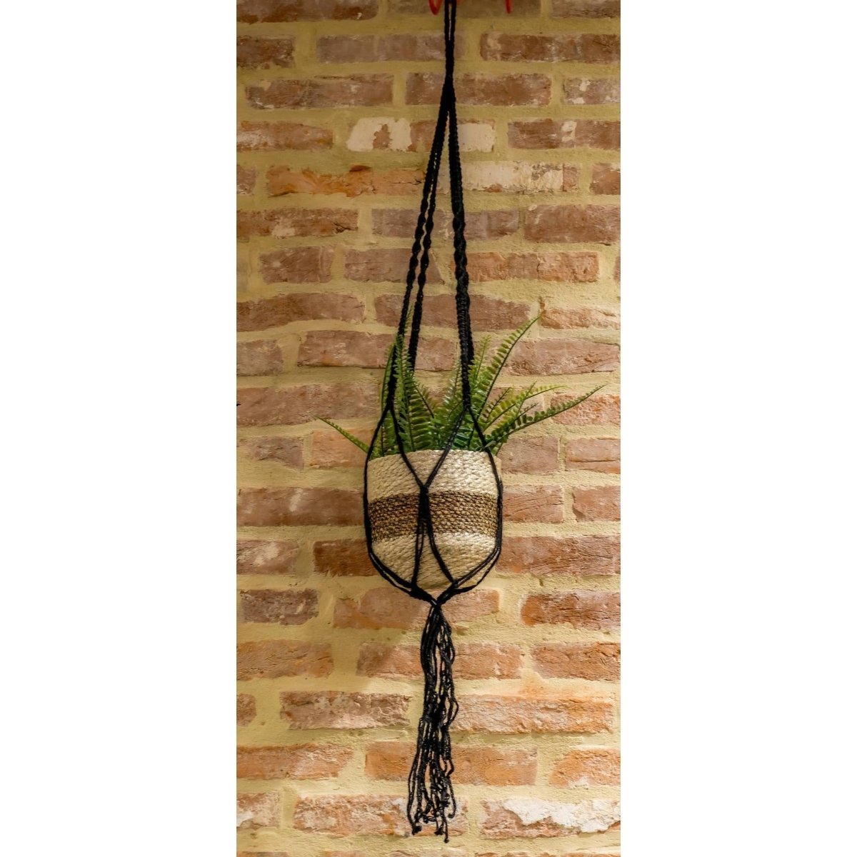  Handmade Macrame Plant Hanger – Black Cotton Rope, 45" For 5–8 Inch Pots