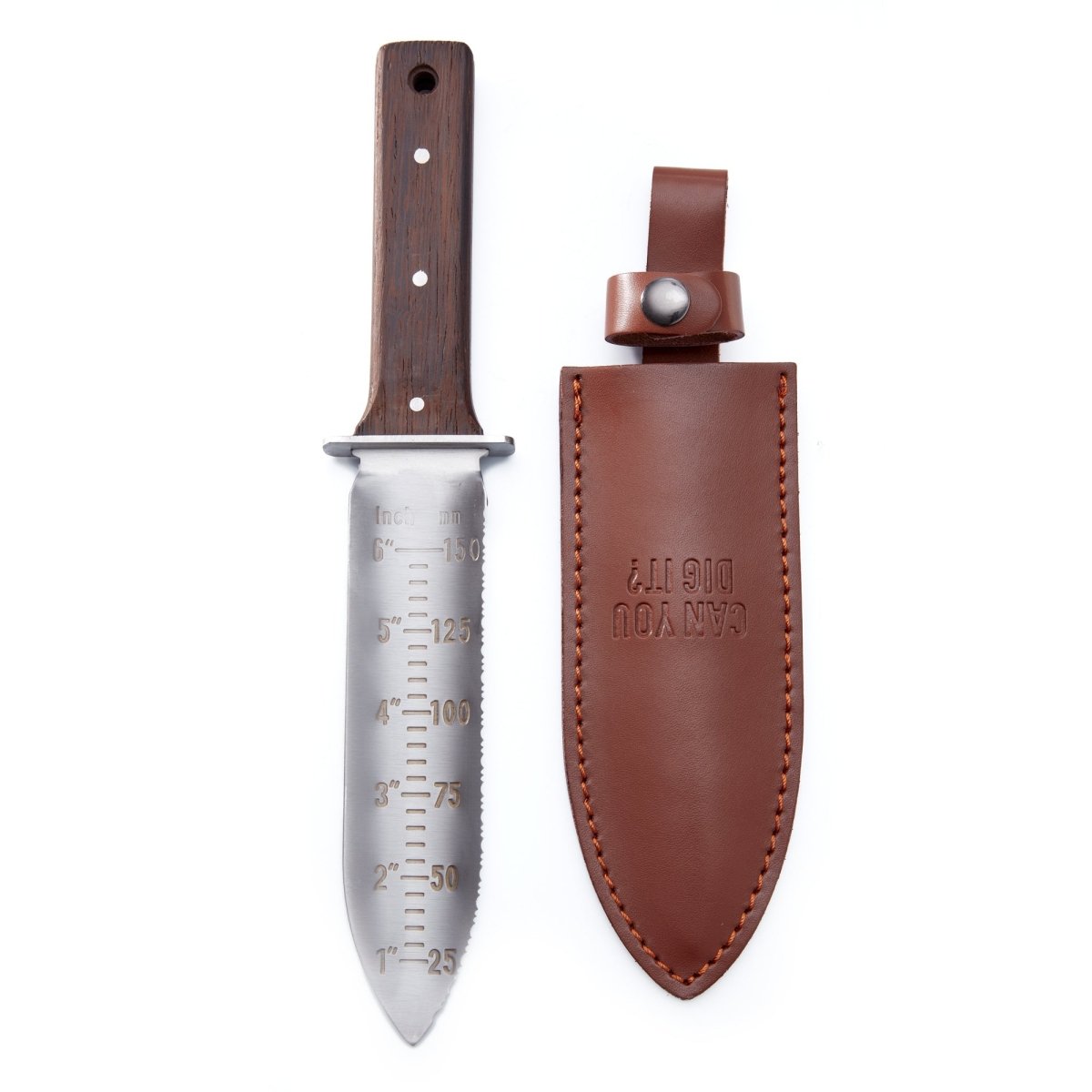  Hori Hori Garden Knife With Walnut Handle & Leather Sheath