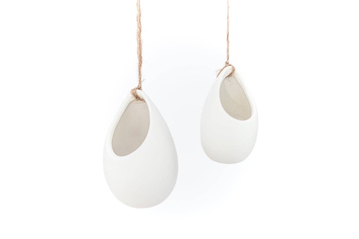  Large Ivory Ceramic Container – Hanging Or Tabletop Display Vase For Air Plants