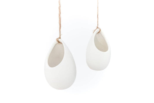  Large Ivory Ceramic Container – Hanging Or Tabletop Display Vase For Air Plants