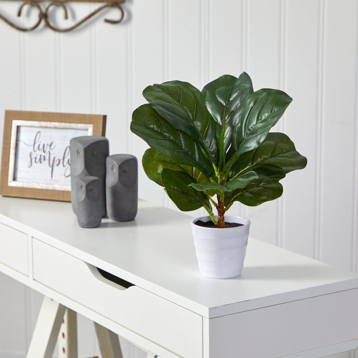  Lifelike 11-in Faux Fiddle Leaf Fig – Perfect Indoor Greenery