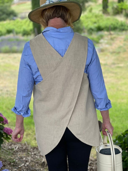  Linen Apron – French Style Crossback Apron For Home, Shop, And Garden