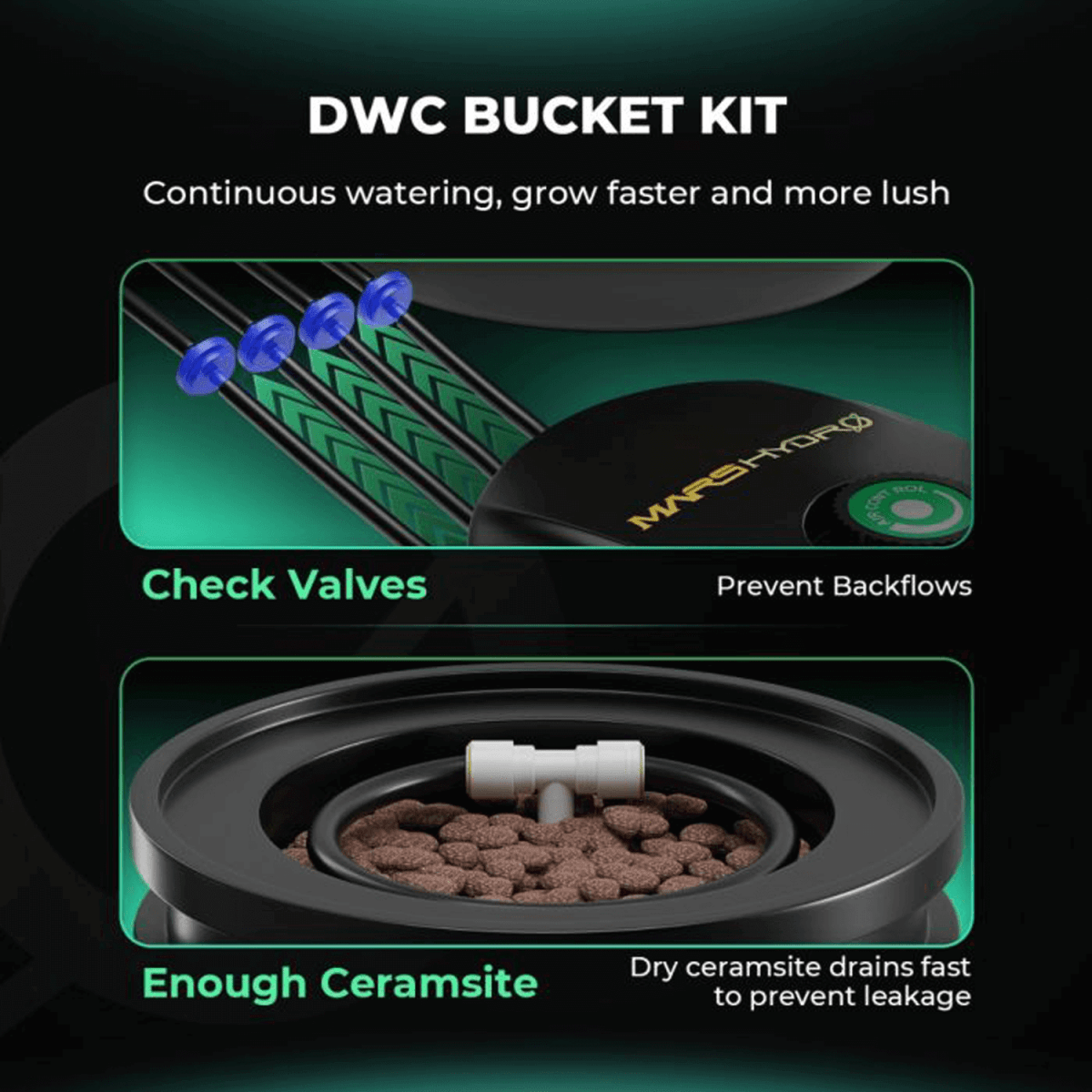  Mars Hydro 5-Gallon Deep Water Culture Hydroponic System Kit With 2 Buckets