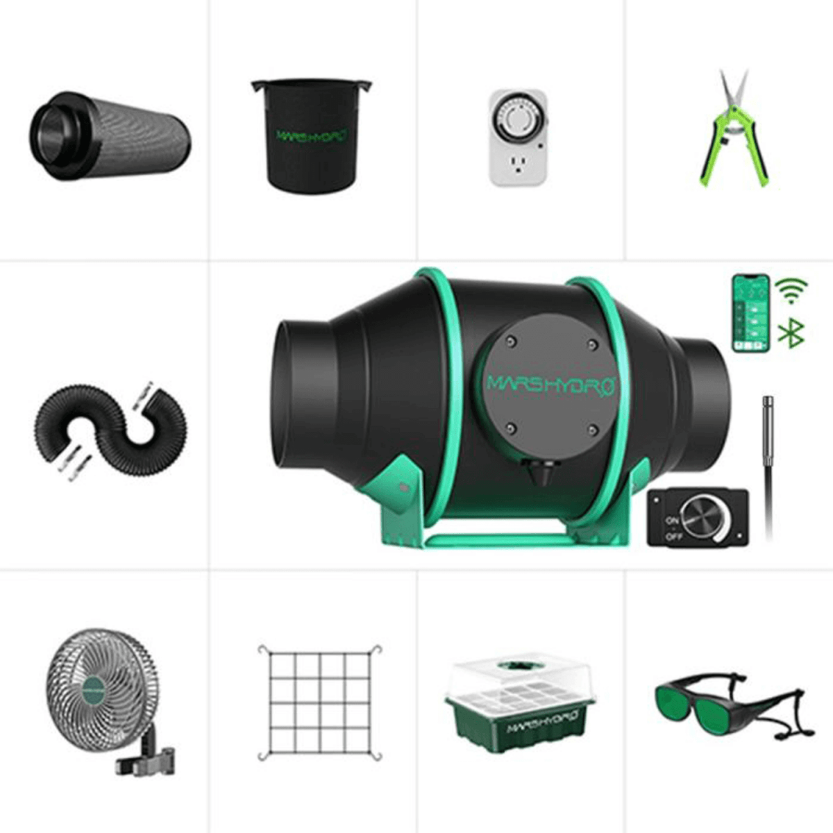  Mars Hydro IFresh 4" Ventilation Kit | Inline Fan & Carbon Filter Combo