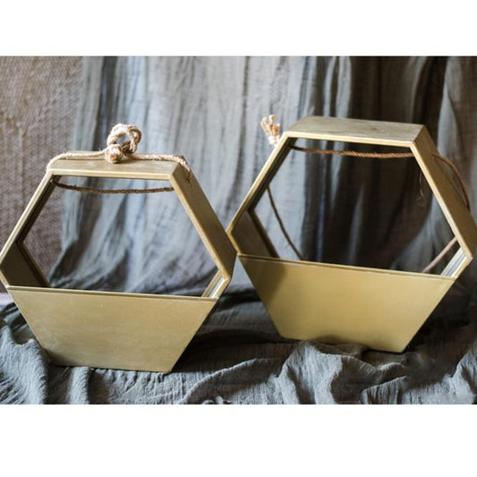  Modern Gold Hexagon Hanging Planter