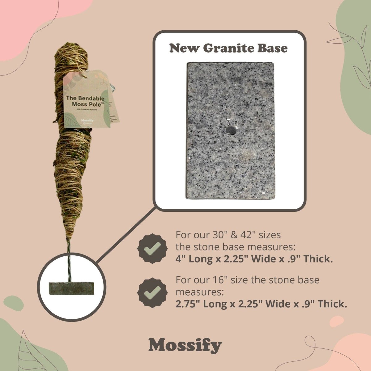  Original Bendable Moss Pole™ By Mossify (16"–54") | Flexible Plant Support