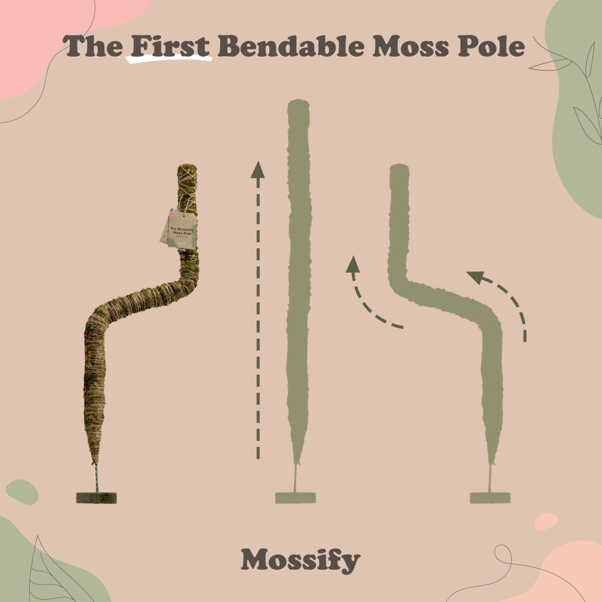  Original Bendable Moss Pole™ By Mossify (16"–54") | Flexible Plant Support