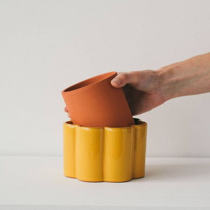  Paula Self Watering Planter Pot - Mustard Yellow