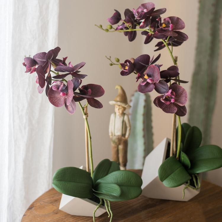  Purple Artificial Silk Orchid Potted Flower Arrangement (Small & Large)