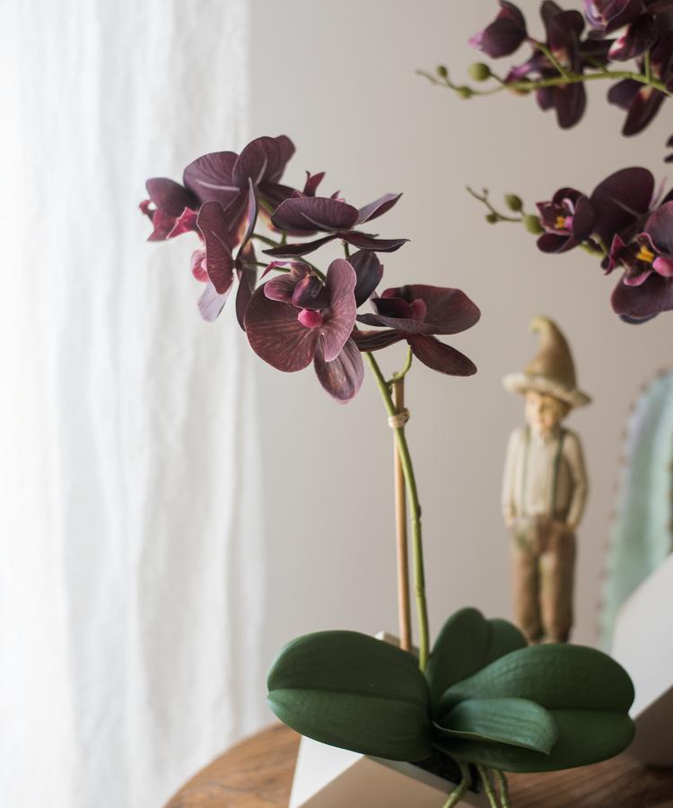  Purple Artificial Silk Orchid Potted Flower Arrangement (Small & Large)