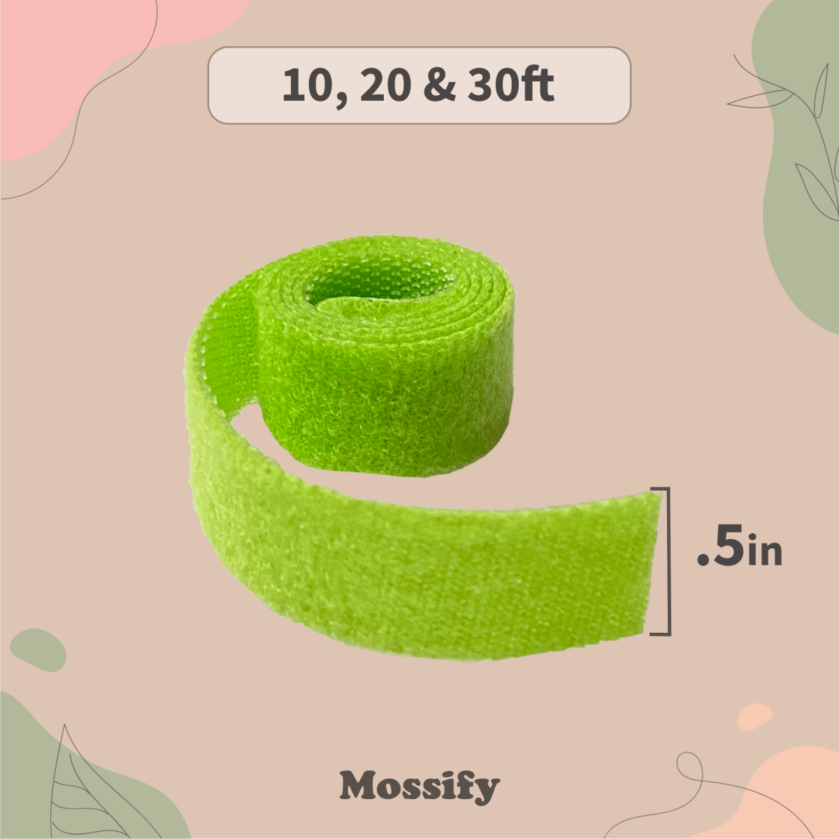  Reusable Plant Tape By Mossify – Soft Velcro Plant Tie For Indoor & Outdoor Use (20ft, 30ft)