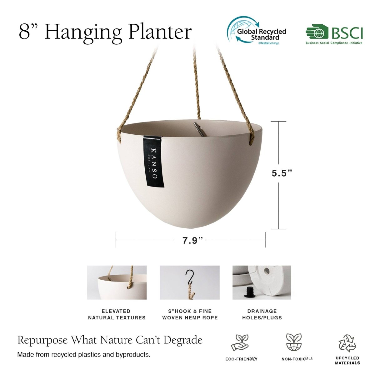  8" Upcycled Hanging Planters