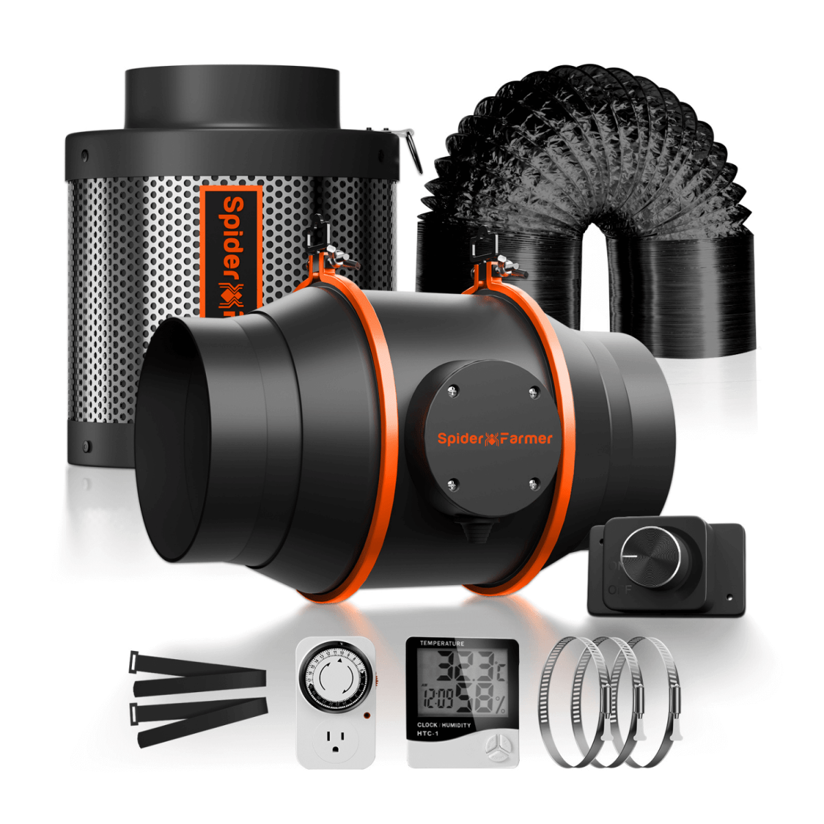  Spider Farmer Grow Kit 6" Inline Duct Fan And Carbon Filter Combo