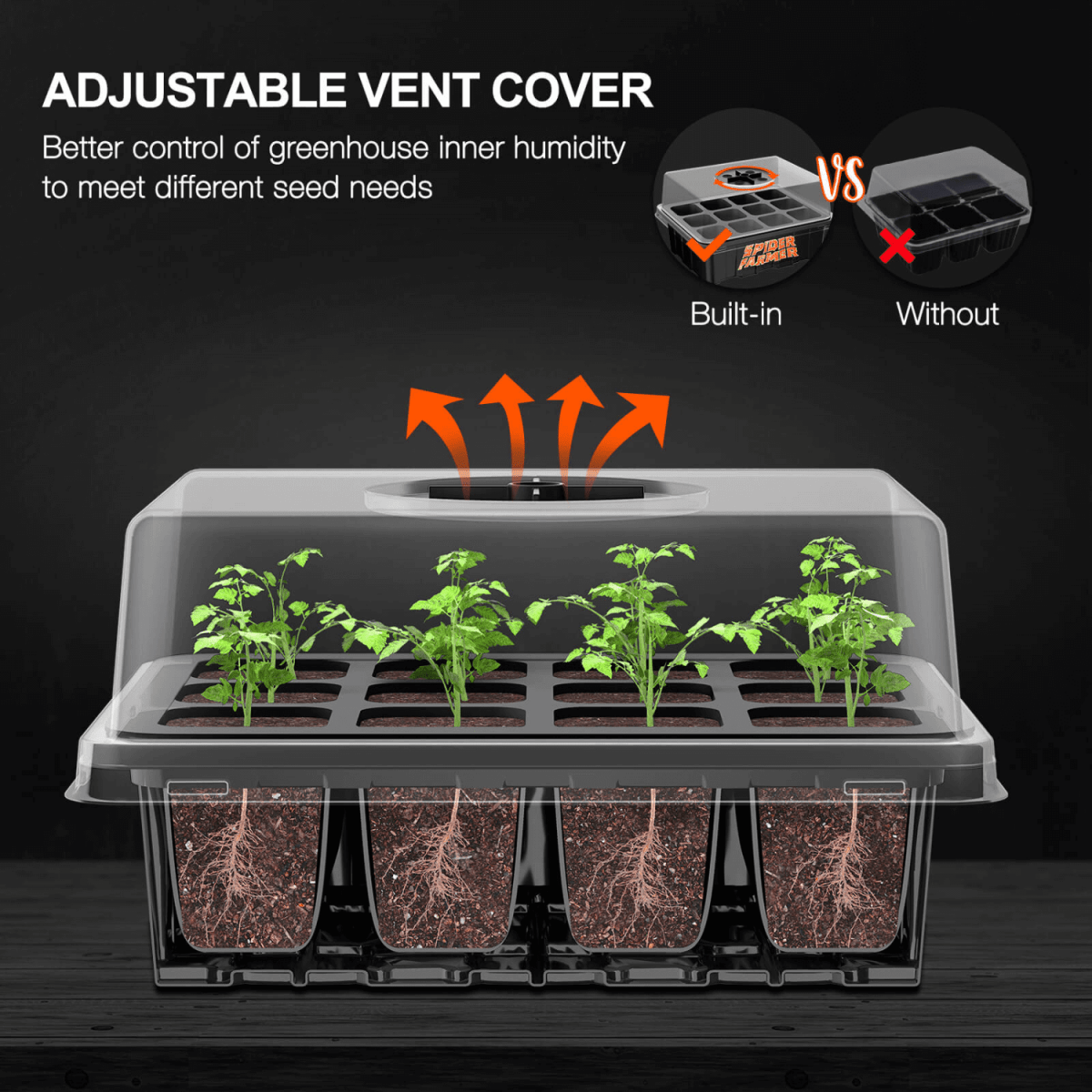  Spider Farmer Seed Starting Trays (4-Pack) | 12-Cell Trays With Domes For Optimal Germination