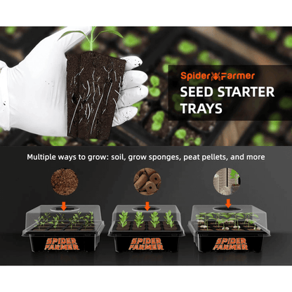  Spider Farmer Seed Starting Trays (4-Pack) | 12-Cell Trays With Domes For Optimal Germination