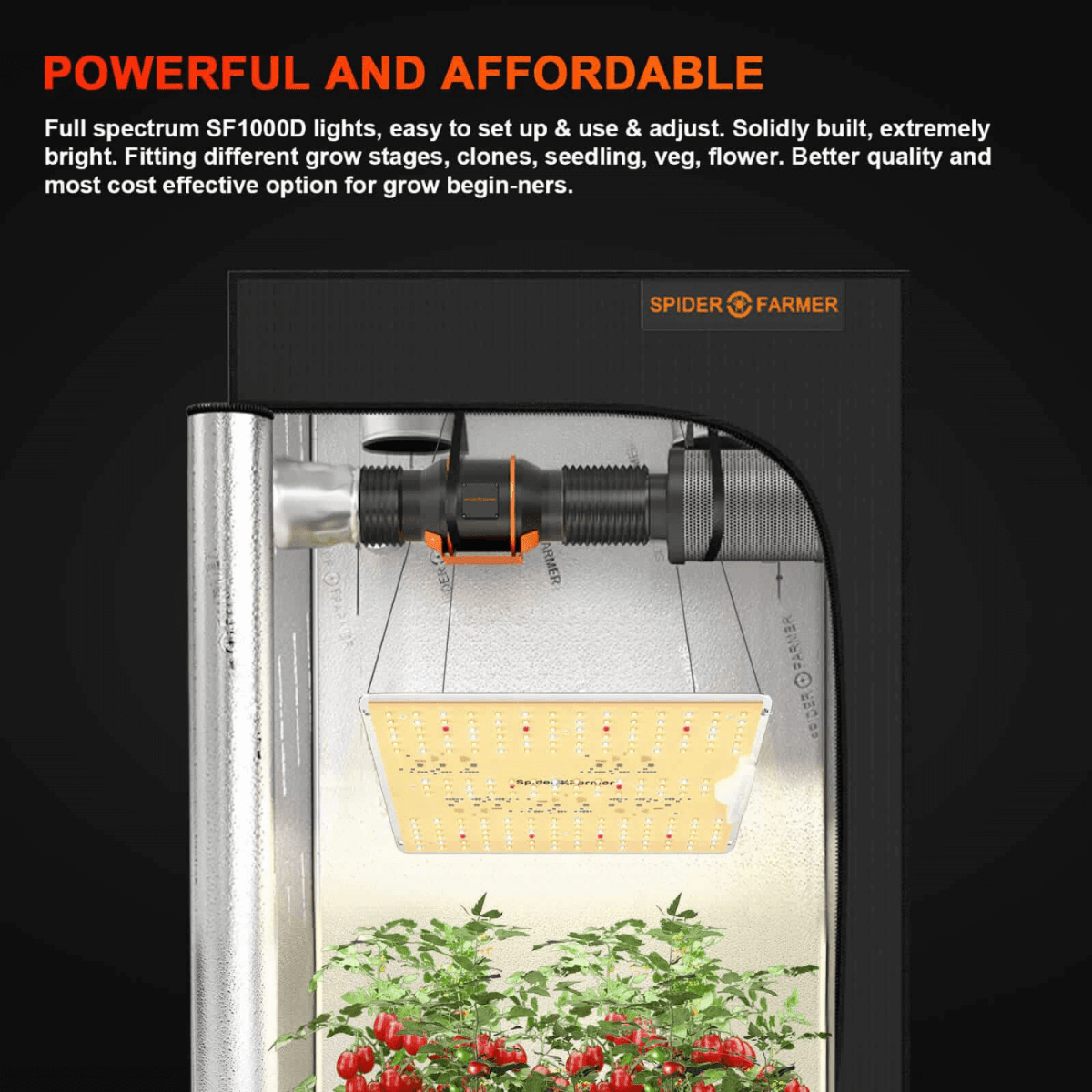  Spider Farmer SF1000D LED Grow Light | Full Spectrum, Energy Efficient, 100W