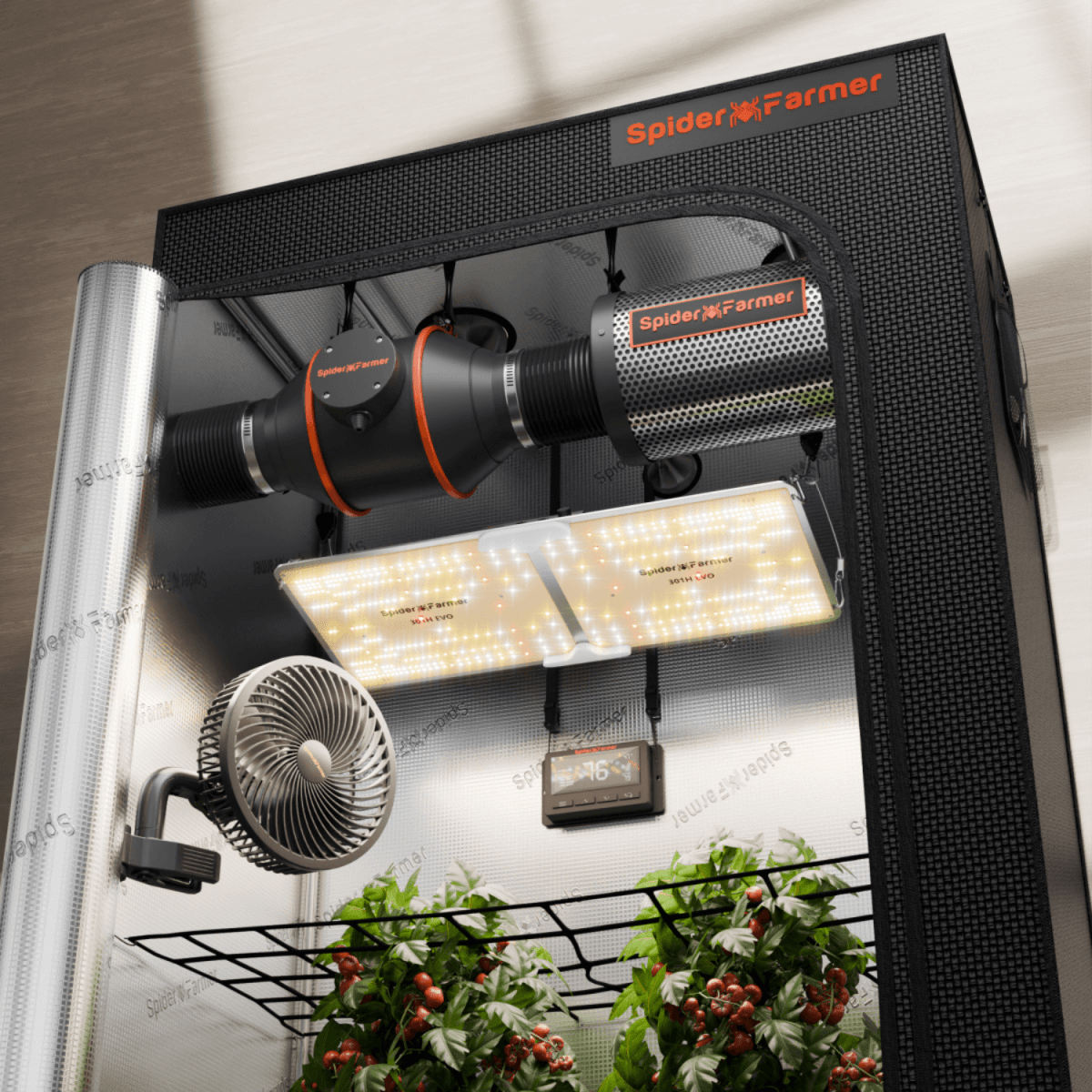  Spider Farmer SF2000 Grow Tent Kit With Inline Fan And Controller