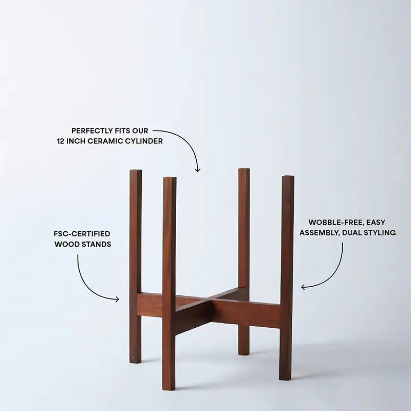 Square-Leg Mahogany Plant Stand — Adjustable Height, Indoor/Outdoor