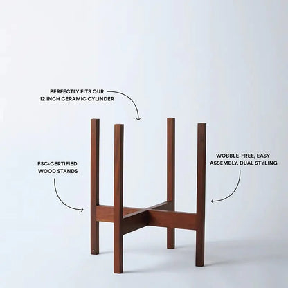 Square-Leg Mahogany Plant Stand — Adjustable Height, Indoor/Outdoor