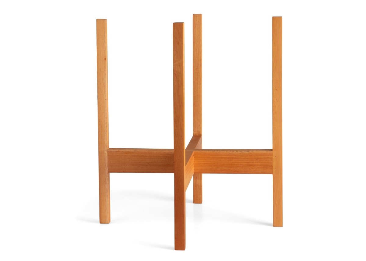  Square-Leg Mahogany Plant Stand — Adjustable Height, Indoor/Outdoor