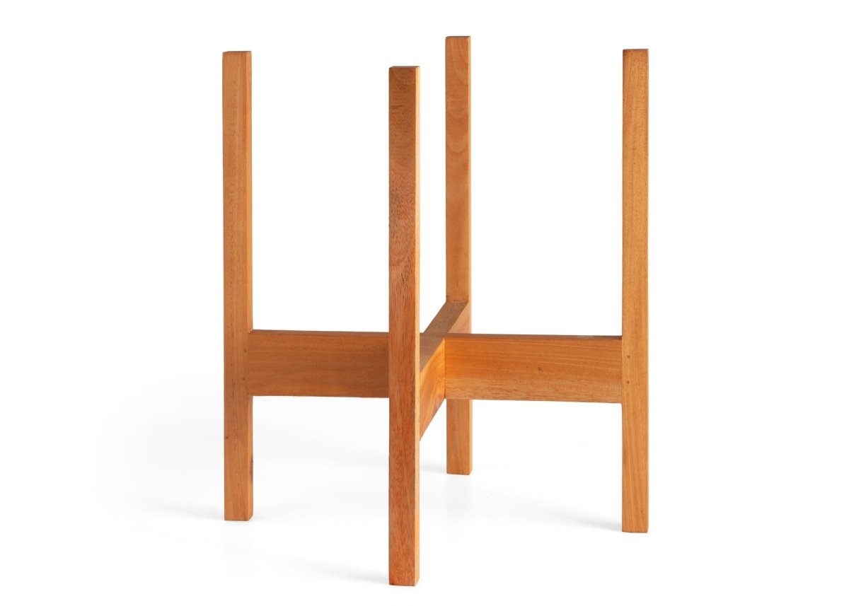  Square-Leg Mahogany Plant Stand — Adjustable Height, Indoor/Outdoor