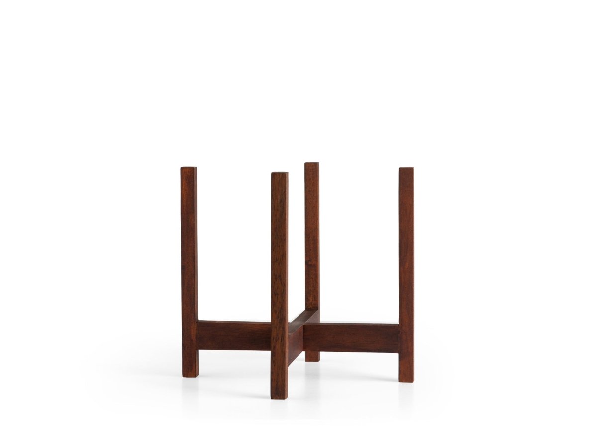  Square-Leg Mahogany Plant Stand — Adjustable Height, Indoor/Outdoor