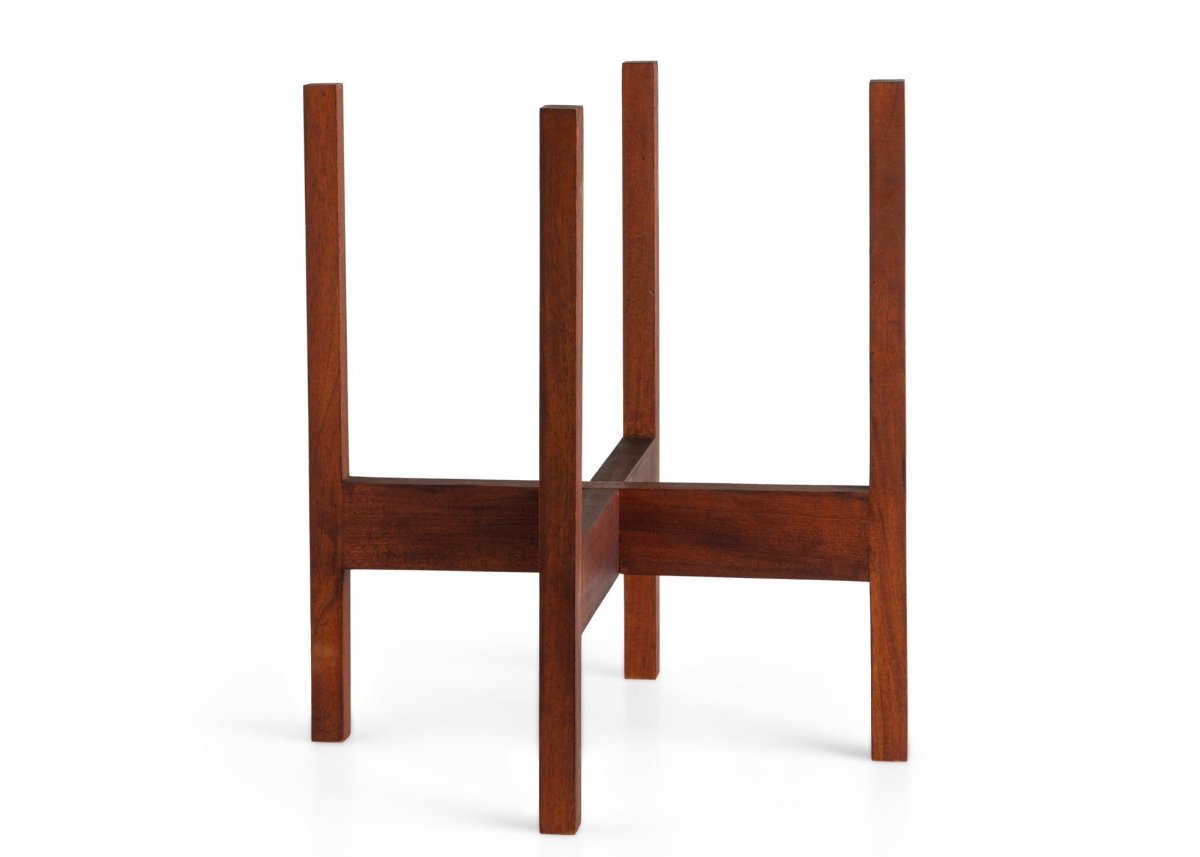  Square-Leg Mahogany Plant Stand — Adjustable Height, Indoor/Outdoor
