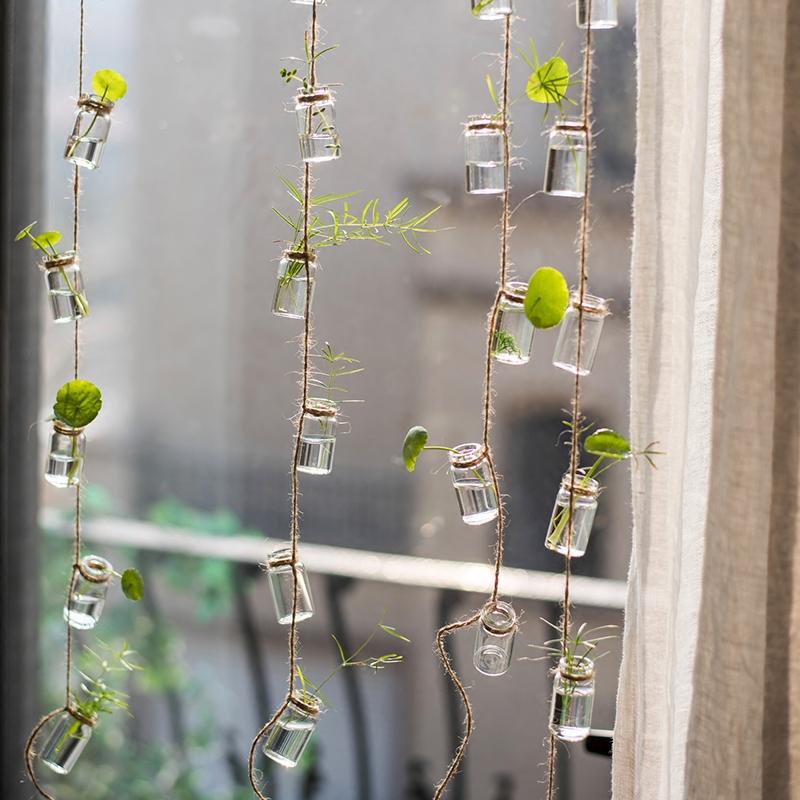  Stylish Rope Hanging Glass Planter Set Of Three
