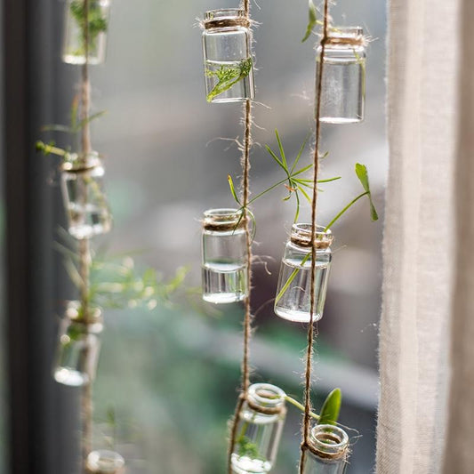  Stylish Rope Hanging Glass Planter Set Of Three