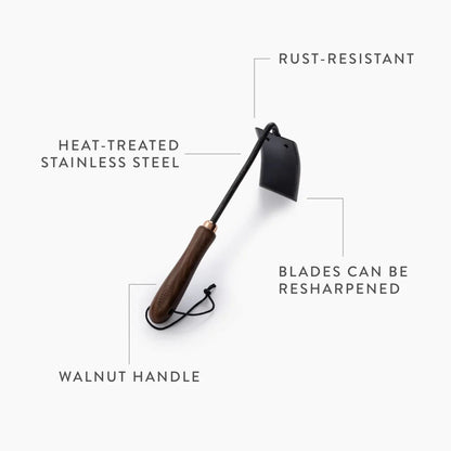 Barebones Walnut Square Weeding Hoe For Digging, Trenching & Root Removal