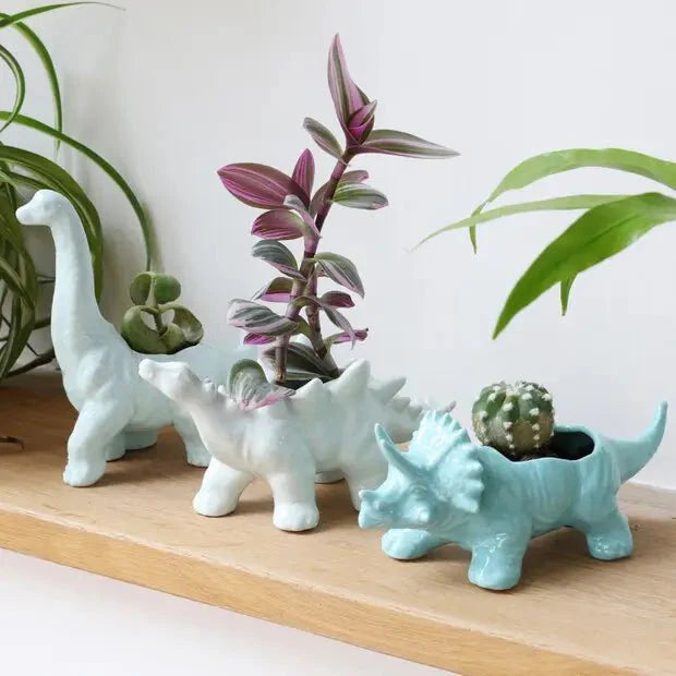  White Stegosaurus Dinosaur Planter Pot
