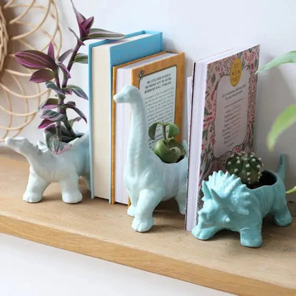  White Stegosaurus Dinosaur Planter Pot