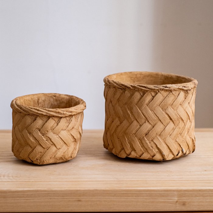  Woven Bamboo Styled Basket - Concrete - Various Sizes