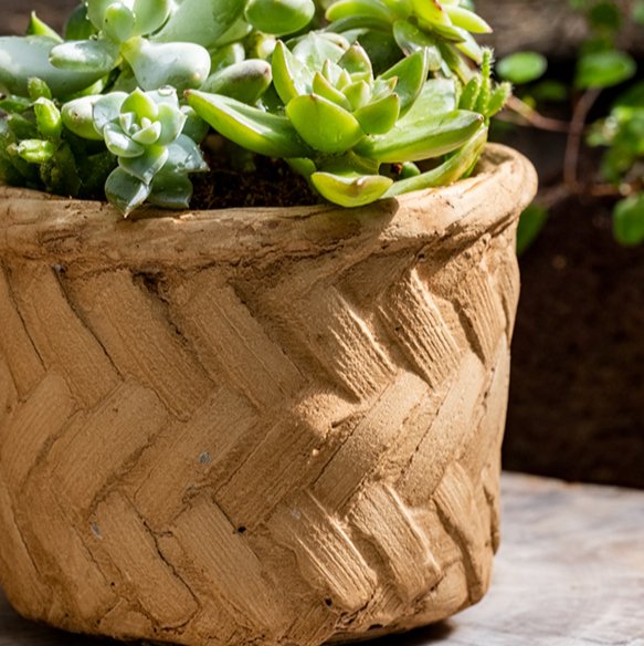  Woven Bamboo Styled Basket - Concrete - Various Sizes