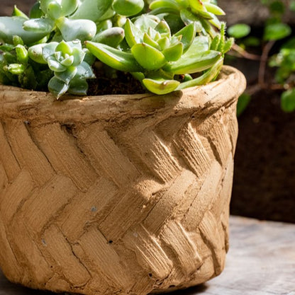  Woven Bamboo Styled Basket - Concrete - Various Sizes